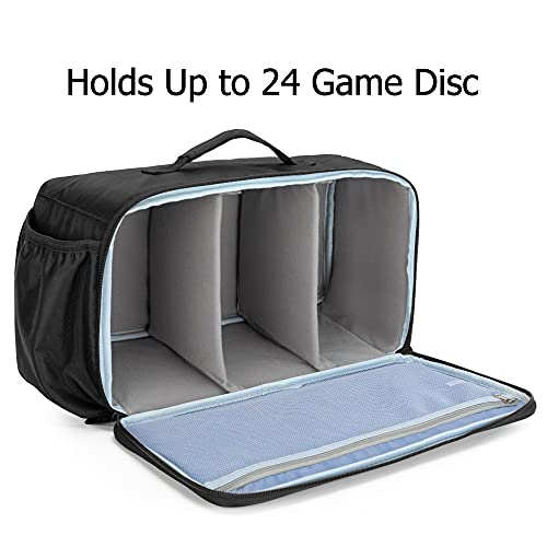 CURMIO Bolsa para Disco de Juegos (hasta 24 Discos), Estuche para Discos de Juegos, Compatible con PS5/PS4/PS4 Pro/PS3/PS5/Xbox One/Xbox Series X/S, Organizador de Discos , (Sola Bolsa)