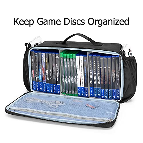 CURMIO Bolsa para Disco de Juegos (hasta 24 Discos), Estuche para Discos de Juegos, Compatible con PS5/PS4/PS4 Pro/PS3/PS5/Xbox One/Xbox Series X/S, Organizador de Discos , (Sola Bolsa)
