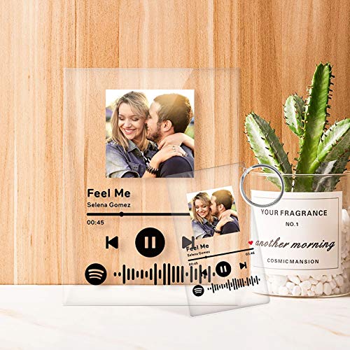 Custom Spotify Code Keychain with Personalised Song & Singer Personalised Engraved Photo Acrylic Music Key Ring Personalised Collection Photo Album Glass Gift for Anniversary Her Him