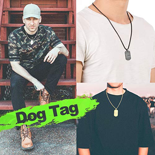 Custom4U Etiqueta Perro Collar Personalizado Hombre Colgante Rectangular Cadena Dudadera 50cm Acero Inoxidable 316L Hombre Mujer Placa Militar