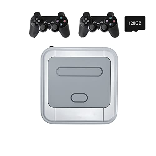CYLZRCl Consola Juegos Retro Juego DVD Mini TV con Salida WiFi HD Reproductor Videojuegos para Juegos PSP / PS1 / N64 / DC Sistema Dual Más 50000 Juegos Integrados (Color : Black, Tamaño : 128G)