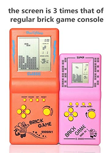 CZT Nueva Consola de Juegos de Ladrillos de Pantalla Grande Rompecabezas clásico Incorporado 23 Juegos de Velocidad/dificultad Ajustable con 2 Pilas AA (no Incluidas) (Naranja)