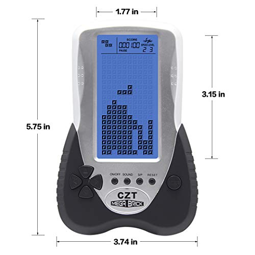CZT Nueva Pantalla Grande ladrillo Consola de Juegos retroiluminación Azul Soporte para Auriculares Incorporado 23 Juegos nostálgicos Juguetes de Regalo para niños de Ocio (Black)