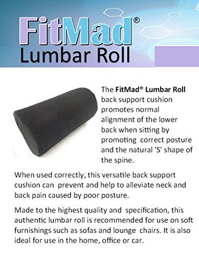 D Shape Original Lumbar Roll - Helps Prevent Back Pain - Lower Back Support Cushion for your Home, Office Chair and Car - NEW Ergonomic Design with 3D Cool Mesh Fabric - (D-Shaped Roll)