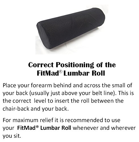 D Shape Original Lumbar Roll - Helps Prevent Back Pain - Lower Back Support Cushion for your Home, Office Chair and Car - NEW Ergonomic Design with 3D Cool Mesh Fabric - (D-Shaped Roll)