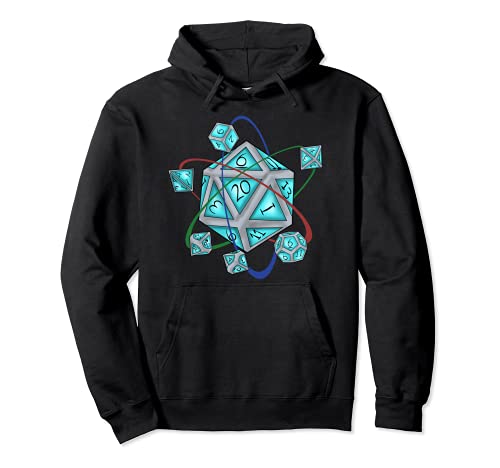 D20 RPG Gamer Polyhedral Dice Atom Divertido Juego de rol Sudadera con Capucha