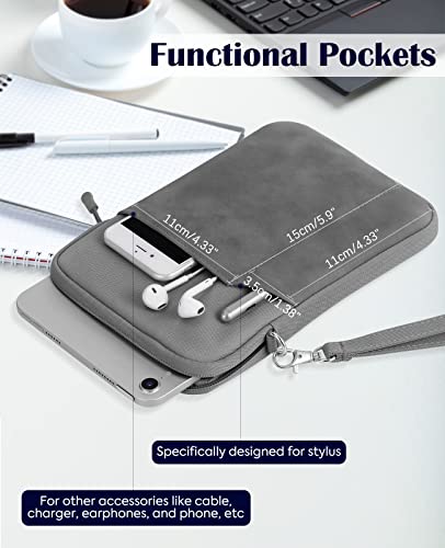Dadanism Funda para Tableta de 7-8 Inch, Bolso Protector Duradero Prueba de Golpes con Bolsillos y Correa de Mano Compatible con iPad Mini 6,5,4,3,2 /Galaxy Tab A 8-Inch /8.4-Inch, Gris Oscuro