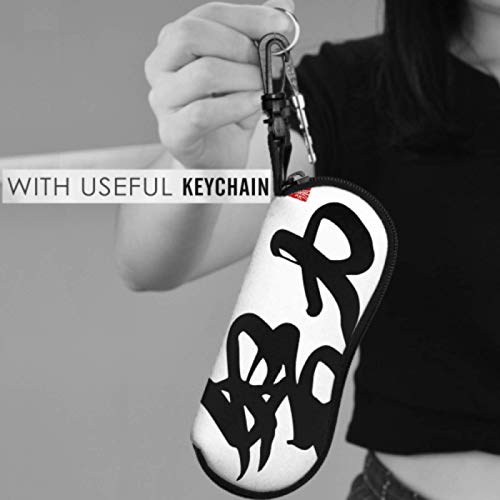 DAIDYA Estuche para gafas, traducción de caligrafía china Strive Rightside Lentes de sol chinos Estuche blando Estuche ultraligero de neopreno con cremallera y mosquetón, gafas de sol