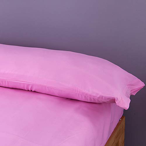 Dalina Textil Juego de Sábanas para Cama 3 Piezas - 1 Sábanas Bajera Ajustable Cama 90cm con Encimera 165x260cm y 1 Funda de Almohada Larga ( Cama de 90x190-200cm Rosa)