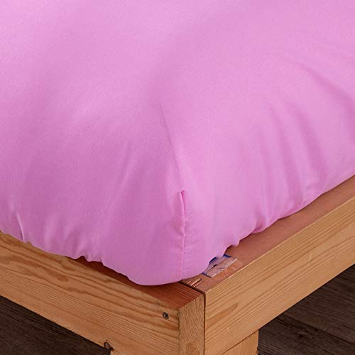 Dalina Textil Juego de Sábanas para Cama 3 Piezas - 1 Sábanas Bajera Ajustable Cama 90cm con Encimera 165x260cm y 1 Funda de Almohada Larga ( Cama de 90x190-200cm Rosa)