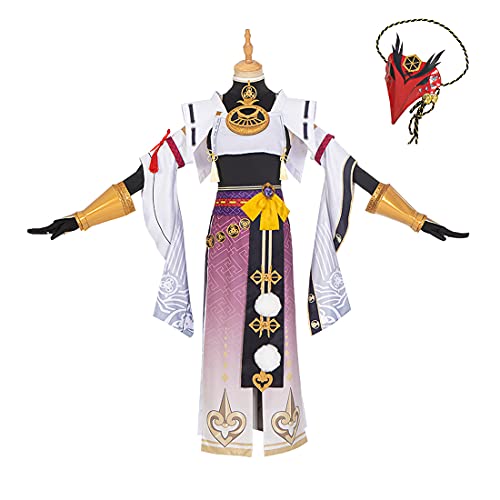 DAN DISCOUNTS Disfraz de cosplay de Genshin Impact Kujou Sara de Cosplay, disfraz de Halloween con accesorios para la cabeza, talla S