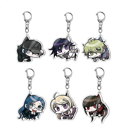Danganronpa V3: Killing Harmony Game Llavero, Akamatsu Kaede Saihara Syuichi Anime Llavero de Dibujos Acrílico Transparente Accesorios Unisex Dibujos Animados Colgante Regalo 6 Piezas 6cm