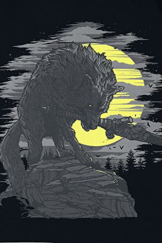 Dark Souls Great Grey Wolf Hombre Camiseta Negro XXL, 100% algodón, Regular