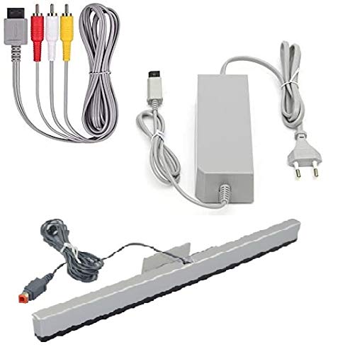DARLINGTON & Sohns Juego de cables para Nintendo Wii, Sensorbar, cargador, cable de TV, cable euroconector, cable de alimentación, barra de sensor, adaptador AC