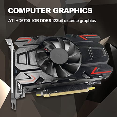 Dasfie Tarjetas gráficas de ordenador HD6700, tarjetas gráficas DDR5 de 1 GB de 128 bits de 700 MHZ, ranura PCI Express 2.0 para computadora de escritorio