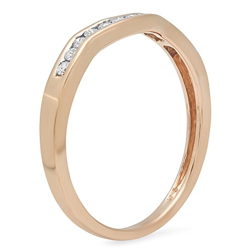 DazzlingRock Collection Anillo de Oro de 10 Quilates con Diamante Blanco de Corte Redondo para Aniversario de Boda, apilable, Anillo de protección contra el Contorno