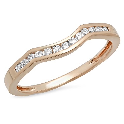 DazzlingRock Collection Anillo de Oro de 10 Quilates con Diamante Blanco de Corte Redondo para Aniversario de Boda, apilable, Anillo de protección contra el Contorno