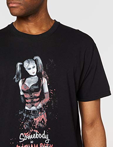 DC Comics Arkham City Harley Quinn Somebody Loves Me Camiseta, Negro (Black), X-Large para Hombre