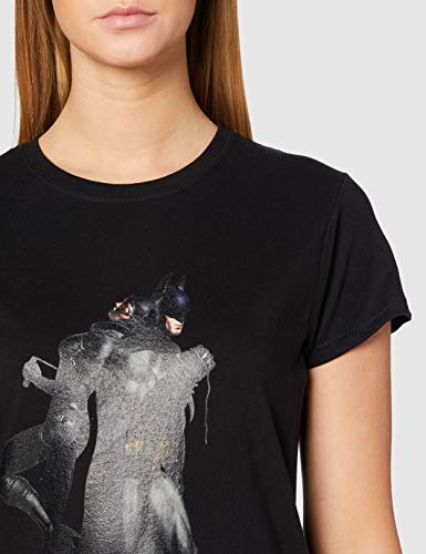DC Comics Bat N Cat - Camiseta con Manga Corta para Mujer, Color Black, Talla 38