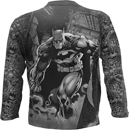 DC Comics - Batman - Vengeance Wrap - Camiseta de Manga Larga - Estampado Completo - Negro - XL
