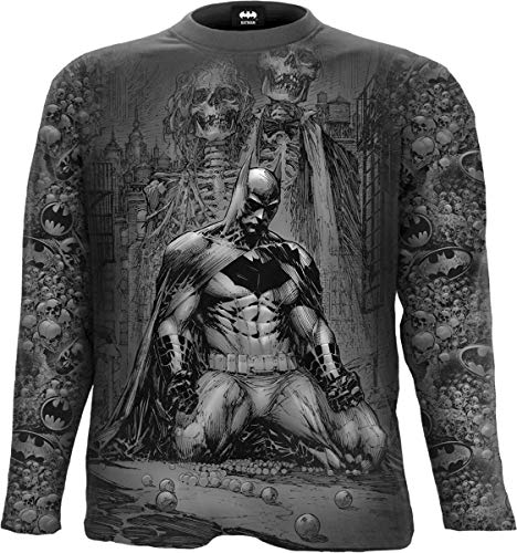 DC Comics - Batman - Vengeance Wrap - Camiseta de Manga Larga - Estampado Completo - Negro - XL