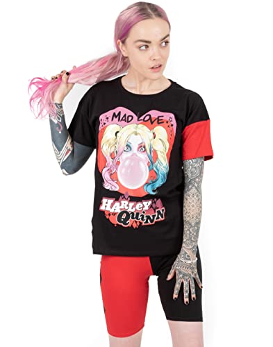 DC Comics Harley Quinn Pijamas Womens Mad Love T-Shirts & Cycling Set Short