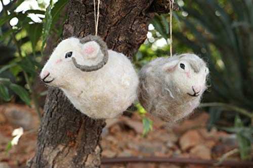 De Kulture™ Hand Made Felt Sheep and Ram Bauble Ornament (Set of 2) 2.5x4.5x3 (LWH) For Home Decoration Party Decorative Office Decor Ideal Forr Christmas Decoration