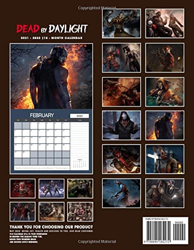 Dead by Daylight 2022 Calendar: OFFICIAL game calendar. This incredible cute calendar january 2022 to december 2023 with high quality pictures .Gaming calendar 2021-2022. Calendar video games