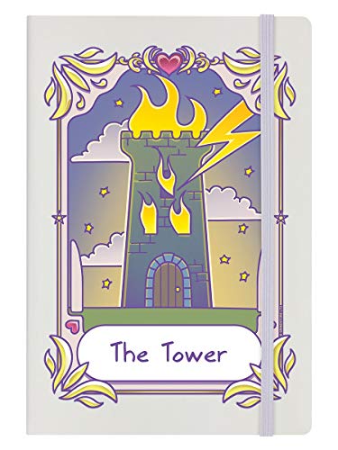 Deadly Tarot - Cuaderno de notas A5 tapa rígida Kawaii - The Tower en crema 14 x 21 cm