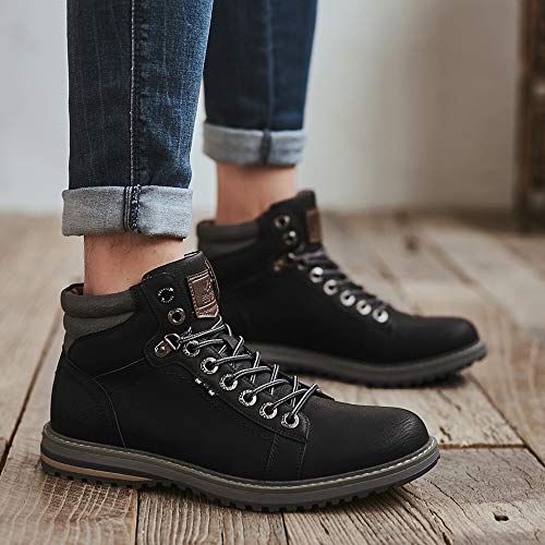 DECARSDZ Botas de senderismo clásicas para hombre para primavera y otoño., color Negro, talla 43 1/3 EU