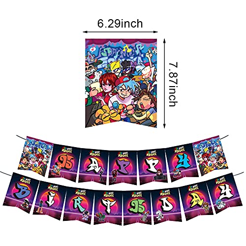 Decoraciones Cumpleaños Set, Friday Night Funkin Party Decoraciones 1 Happy Biethday Banner 1 Tartas Adornos 24 Cupcake Topper para Friday Night Funkin Temática Deco