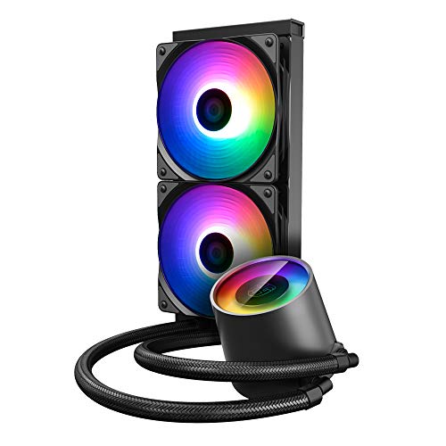 DeepCool Castle 240RGB V2 - Sistema de refrigeración antipalanca, radiador de 240 mm, disipador de líquido RGB Rainbow Addressable 5 V Add RGB 3 Pines, Compatible con Intel 115X/2066 y AMD TR4/AM4
