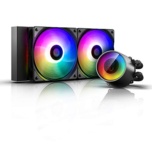 DeepCool Castle 240RGB V2 - Sistema de refrigeración antipalanca, radiador de 240 mm, disipador de líquido RGB Rainbow Addressable 5 V Add RGB 3 Pines, Compatible con Intel 115X/2066 y AMD TR4/AM4