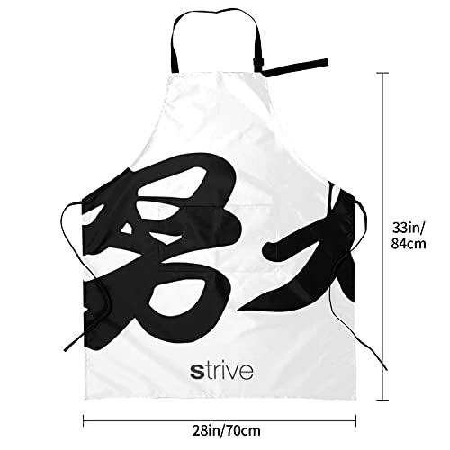 Delantal unisex con 2 bolsillos, caligrafía china, traducción, Strive Rightside, delantales chinos para mujeres, hombres, adultos, impermeable, pintor, baberos de cocina para chef, cocina, pintura, j