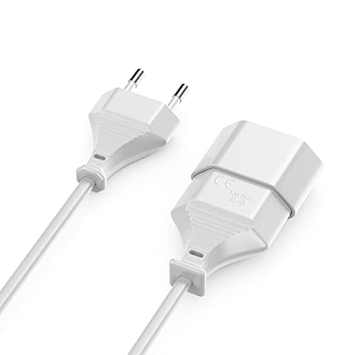 deleyCON 3m Extensión del Cable de Alimentación Conector de Tipo C Euro Conector en Conector Euro Tipo C TV PC Monitor de Computadora Lámpara Beamer Electrodomésticos - Blanc