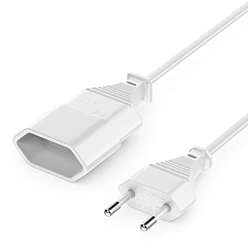 deleyCON 3m Extensión del Cable de Alimentación Conector de Tipo C Euro Conector en Conector Euro Tipo C TV PC Monitor de Computadora Lámpara Beamer Electrodomésticos - Blanc