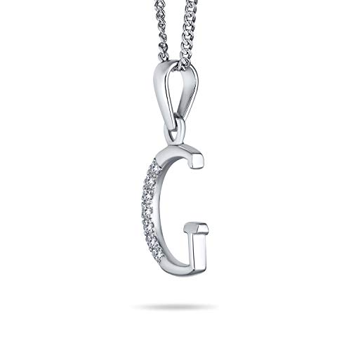 Delicado ABC cúbico Zirconia Pave CZ capital bloque letra alfabeto inicial G colgante collar para las mujeres de plata de ley