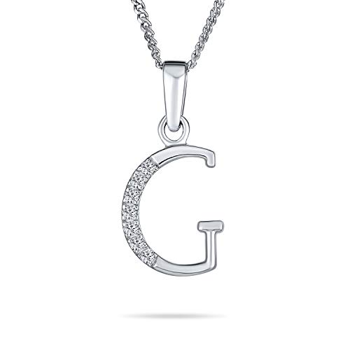 Delicado ABC cúbico Zirconia Pave CZ capital bloque letra alfabeto inicial G colgante collar para las mujeres de plata de ley