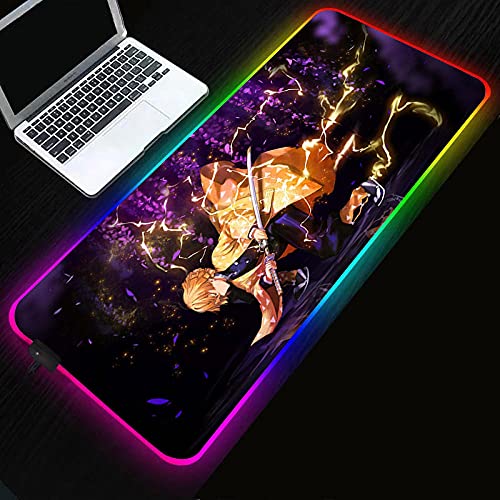 Demon Slayer juego anime RGB alfombrilla de ratón grande LED alfombrilla de ratón XXL teclado de computadora tapete de mesa-Demon Slayer_300x600x4mm