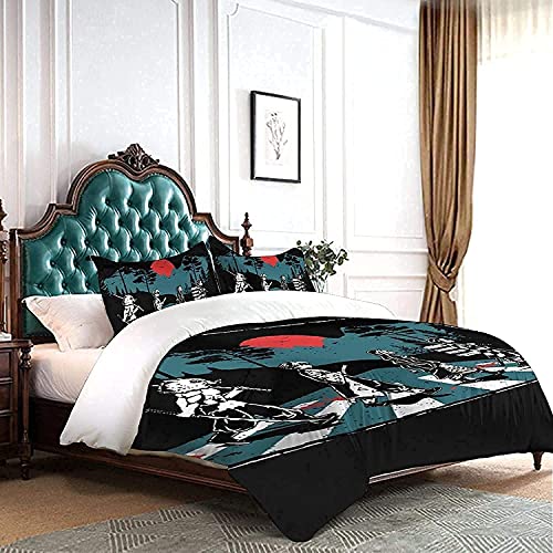 Demon Slayer Ropa de cama, Kimetsu No Yaiba Juego de cama de 3 piezas, Anime Kochou Shinobu Kamado Nezuko Tomioka Giyuu Tanjirou Funda nórdica infantil (Zenitsu7, 155 x 220 cm)