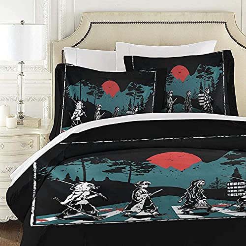 Demon Slayer Ropa de cama, Kimetsu No Yaiba Juego de cama de 3 piezas, Anime Kochou Shinobu Kamado Nezuko Tomioka Giyuu Tanjirou Funda nórdica infantil (Zenitsu7, 155 x 220 cm)