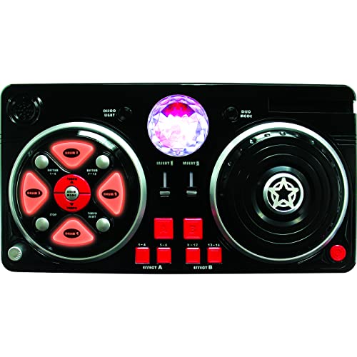 DEQUBE- Mesa Mezclas de DJ con diversas Bases y Efectos, Incluye Bola de Luces Intermitentes de Disco, conexión Bluetooth a Dispositivos, Color Negro, Mediano (916D00040)