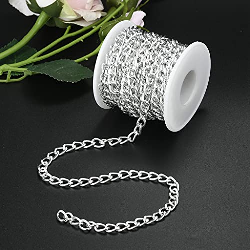 Desconocido Generic 1 Roll Aluminum Twisted Curb Chains for DIY Jewelry Necklaces Bracelets Material Silver