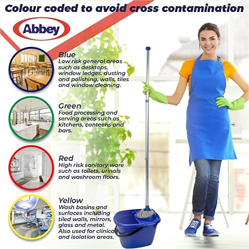 Descuentos de limpieza Kit de fregona profesional con código de color y 2 cabezales de fregona (azul)
