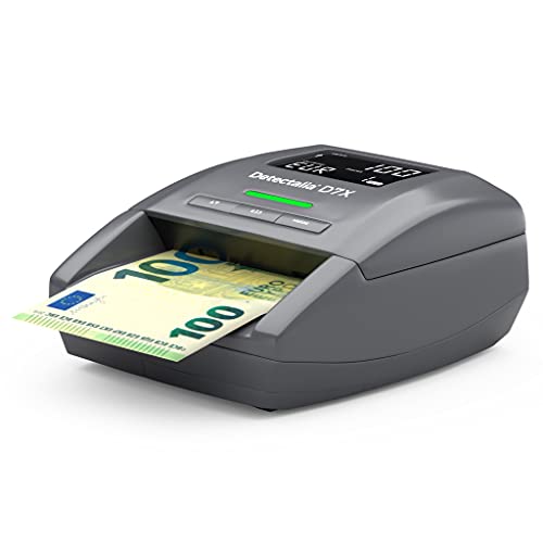 Detectalia D7X - Detector de billetes falsos con 100% detección y reintegro de falsificaciones no detectadas para las divisas EUR, GBP, CHF, PLN, CZK y SEK - 14 x 12 x 6 cm