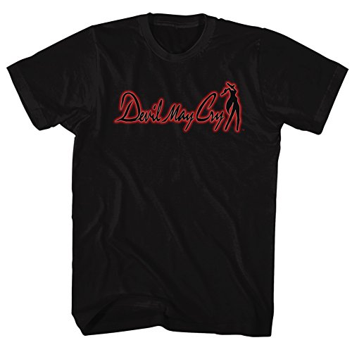 Devil May Cry Video Game Action Adventure Series Neon Logo - Camiseta para Adulto, algodón, Negro (, XXL