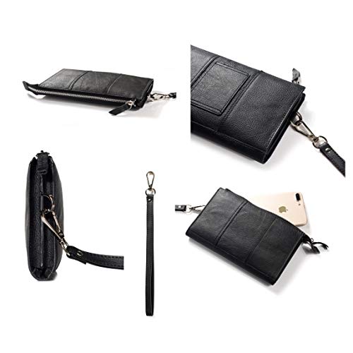DFV mobile - Genuine Leather Case Handbag for BLU Studio Mega - Black