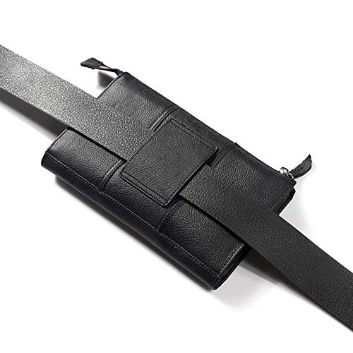 DFV mobile - Genuine Leather Case Handbag for BLU Studio Mega - Black