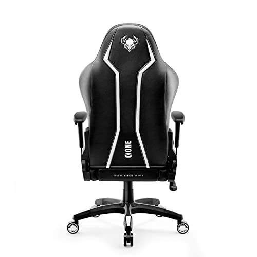 Diablo X-One 2.0 Silla Gaming Gamer Oficina Sillon de Ordenador Reposabrazos Ajustables Cuello/Cojín Lumbar Diseño Ergonómico Negro-Blanco Normal (L)