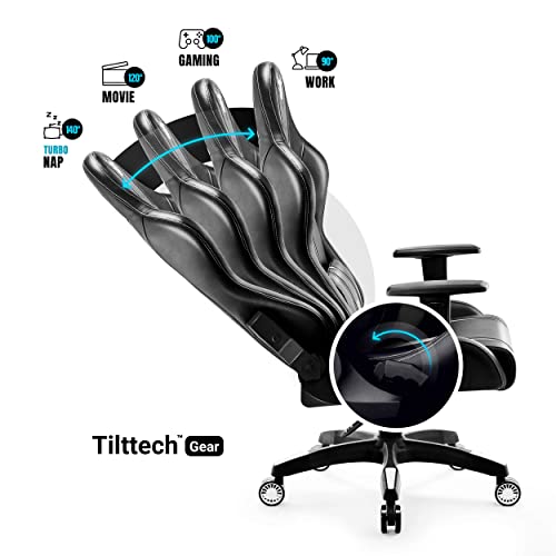 Diablo X-One 2.0 Silla Gaming Gamer Oficina Sillon de Ordenador Reposabrazos Ajustables Cuello/Cojín Lumbar Diseño Ergonómico Negro-Blanco Normal (L)